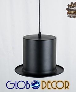 GloboStar® SHERLOCK 01215 Vintage Κρεμαστό Φωτιστικό Οροφής Μονόφωτο Μαύρο Μεταλλικό Καμπάνα Φ26 x Y18cm 23 01215 12