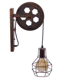 Alternative view of GloboStar® RYDON 01216 Vintage Industrial Φωτιστικό Τοίχου Απλίκα Μονόφωτο Καφέ Σκουριά Μεταλλικό Πλέγμα Φ15 x Μ24 x Π15 x Υ70cm