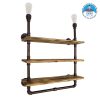 GloboStar® ENIMAS 01217 Vintage Industrial Φωτιστικό Τοίχου Απλίκα Δίφωτο Μπρούτζινο Μεταλλικό με Ξύλινα Ράφια Μ65 x Π23 x Υ76cm 1 GloboStar® ENIMAS 01217 Vintage Industrial Φωτιστικό Τοίχου Απλίκα Δίφωτο Μπρούτζινο Μεταλλικό με Ξύλινα Ράφια Μ65 x Π23 x Υ76cm