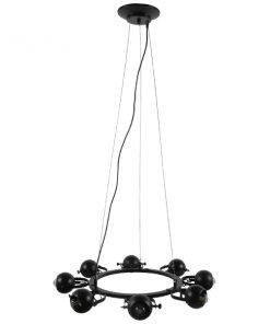 Alternative view of GloboStar® LINNYA 01219 Μοντέρνο Industrial Κρεμαστό Φωτιστικό Οροφής Πολύφωτο Μαύρο Μεταλλικό Πολυέλαιος με Κινούμενα Σποτ Φ66 x Y10cm