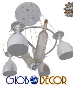 GloboStar® MOET WHITE 01220 Μοντέρνο Κρεμαστό Φωτιστικό Οροφής Πολύφωτο με Ενσωματωμένο Φωτισμό LED 6000k Λευκό Πολυέλαιος Φ65 x Y95cm 9 01220 3