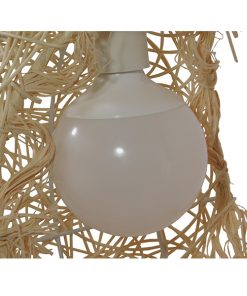 GloboStar® CRESCENT 01222 Vintage Κρεμαστό Φωτιστικό Οροφής Μονόφωτο Μπεζ Ξύλινο Ψάθινο Rattan Μ20 x Π20 x Υ35cm 14 01222 006
