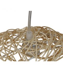 GloboStar® CRESCENT 01222 Vintage Κρεμαστό Φωτιστικό Οροφής Μονόφωτο Μπεζ Ξύλινο Ψάθινο Rattan Μ20 x Π20 x Υ35cm 15 01222 008