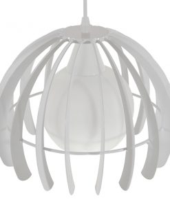 GloboStar® STEPHEN 01225 Μοντέρνο Κρεμαστό Φωτιστικό Οροφής Μονόφωτο Λευκό Μεταλλικό Πλέγμα με Λευκό Γυαλί Φ26 x Y21cm 14 01225 004