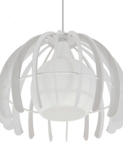 GloboStar® STEPHEN 01225 Μοντέρνο Κρεμαστό Φωτιστικό Οροφής Μονόφωτο Λευκό Μεταλλικό Πλέγμα με Λευκό Γυαλί Φ26 x Y21cm 16 01225 008