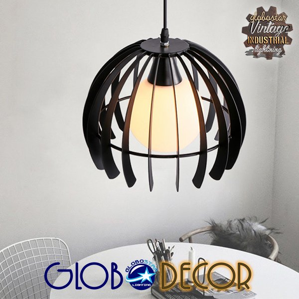 GloboStar® INGLEY 01226 Μοντέρνο Κρεμαστό Φωτιστικό Οροφής Μονόφωτο Μαύρο Μεταλλικό Πλέγμα με Λευκό Γυαλί Φ26 x Y21cm 12 GloboStar® INGLEY 01226 Μοντέρνο Κρεμαστό Φωτιστικό Οροφής Μονόφωτο Μαύρο Μεταλλικό Πλέγμα με Λευκό Γυαλί Φ26 x Y21cm - Image 10
