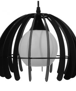 GloboStar® INGLEY 01226 Μοντέρνο Κρεμαστό Φωτιστικό Οροφής Μονόφωτο Μαύρο Μεταλλικό Πλέγμα με Λευκό Γυαλί Φ26 x Y21cm 14 01226 3