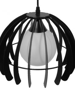 GloboStar® INGLEY 01226 Μοντέρνο Κρεμαστό Φωτιστικό Οροφής Μονόφωτο Μαύρο Μεταλλικό Πλέγμα με Λευκό Γυαλί Φ26 x Y21cm 15 01226 4