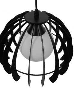 GloboStar® INGLEY 01226 Μοντέρνο Κρεμαστό Φωτιστικό Οροφής Μονόφωτο Μαύρο Μεταλλικό Πλέγμα με Λευκό Γυαλί Φ26 x Y21cm 16 01226 5