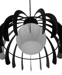 GloboStar® INGLEY 01226 Μοντέρνο Κρεμαστό Φωτιστικό Οροφής Μονόφωτο Μαύρο Μεταλλικό Πλέγμα με Λευκό Γυαλί Φ26 x Y21cm 17 01226 6