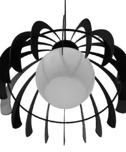 GloboStar® INGLEY 01226 Μοντέρνο Κρεμαστό Φωτιστικό Οροφής Μονόφωτο Μαύρο Μεταλλικό Πλέγμα με Λευκό Γυαλί Φ26 x Y21cm 18 01226 7