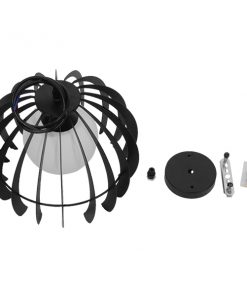 GloboStar® INGLEY 01226 Μοντέρνο Κρεμαστό Φωτιστικό Οροφής Μονόφωτο Μαύρο Μεταλλικό Πλέγμα με Λευκό Γυαλί Φ26 x Y21cm 20 01226 9