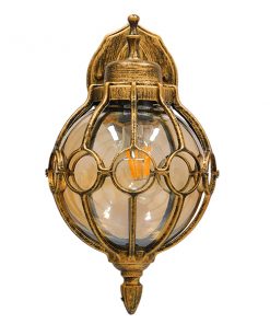 GloboStar® ETOILE 01227 Vintage Industrial Φωτιστικό Τοίχου Απλίκα Μονόφωτο Μπρονζέ Χρυσό Μεταλλικό Πλέγμα με Μελί Γυαλί Φ18 x Υ27cm 9 01227 2 2