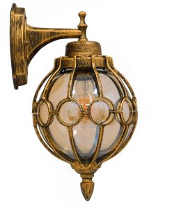 GloboStar® ETOILE 01227 Vintage Industrial Φωτιστικό Τοίχου Απλίκα Μονόφωτο Μπρονζέ Χρυσό Μεταλλικό Πλέγμα με Μελί Γυαλί Φ18 x Υ27cm 10 01227 3 3