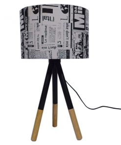 Alternative view of GloboStar® MAGAZINE 01230 Μοντέρνο Επιτραπέζιο Φωτιστικό Πορτατίφ Μονόφωτο Ξύλινο με Άσπρο Μπεζ Καμβά Καπέλο Φ30 x Υ56cm