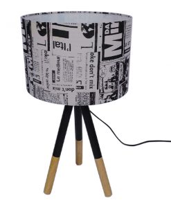 GloboStar® MAGAZINE 01230 Μοντέρνο Επιτραπέζιο Φωτιστικό Πορτατίφ Μονόφωτο Ξύλινο με Άσπρο Μπεζ Καμβά Καπέλο Φ30 x Υ56cm 14 01230 0012
