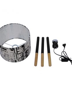 GloboStar® MAGAZINE 01230 Μοντέρνο Επιτραπέζιο Φωτιστικό Πορτατίφ Μονόφωτο Ξύλινο με Άσπρο Μπεζ Καμβά Καπέλο Φ30 x Υ56cm 21 01230 009