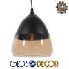 GloboStar® GADIEL 01231 Vintage Κρεμαστό Φωτιστικό Οροφής Μονόφωτο Μαύρο Μεταλλικό με Γυαλί Καμπάνα Φ20 x Y21cm 2 01231 1