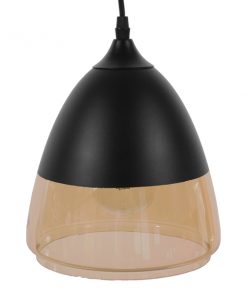 GloboStar® GADIEL 01231 Vintage Κρεμαστό Φωτιστικό Οροφής Μονόφωτο Μαύρο Μεταλλικό με Γυαλί Καμπάνα Φ20 x Y21cm 13 01231 4