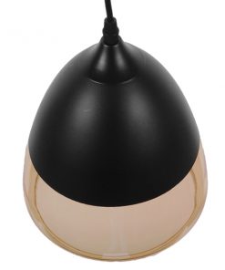 GloboStar® GADIEL 01231 Vintage Κρεμαστό Φωτιστικό Οροφής Μονόφωτο Μαύρο Μεταλλικό με Γυαλί Καμπάνα Φ20 x Y21cm 14 01231 5