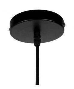 GloboStar® RUHIEL 01233 Μοντέρνο Κρεμαστό Φωτιστικό Οροφής Μονόφωτο Μαύρο Μεταλλικό με Φυσικό Ξύλο Καμπάνα Φ18 x Y12cm 18 01233 003