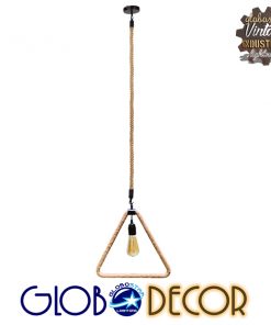 Alternative view of GloboStar® CONSOLATA 01238 Vintage Industrial Κρεμαστό Φωτιστικό Οροφής Μονόφωτο Μαύρο Μεταλλικό με Μπεζ Σχοινί Μ37 x Π22 x Υ34cm