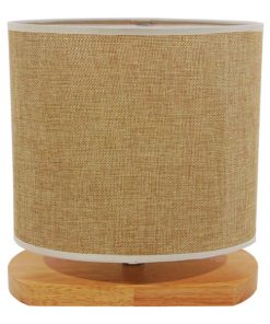 Alternative view of GloboStar® CHIARA 01241 Μοντέρνο Επιτραπέζιο Φωτιστικό Πορτατίφ Μονόφωτο Ξύλινο με Μπέζ Καπέλο Μ24 x Π16 x Υ25cm