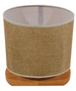 GloboStar® CHIARA 01241 Μοντέρνο Επιτραπέζιο Φωτιστικό Πορτατίφ Μονόφωτο Ξύλινο με Μπέζ Καπέλο Μ24 x Π16 x Υ25cm 16 01241 3