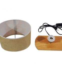 GloboStar® CHIARA 01241 Μοντέρνο Επιτραπέζιο Φωτιστικό Πορτατίφ Μονόφωτο Ξύλινο με Μπέζ Καπέλο Μ24 x Π16 x Υ25cm 20 01241 7