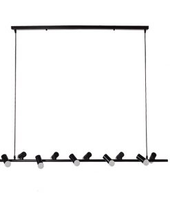 Alternative view of GloboStar® ALFREDA 01242 Μοντέρνο Κρεμαστό Φωτιστικό Οροφής Πολύφωτο Μαύρο Μεταλλικό Ράγα Μ140 x Π18 x Υ100cm