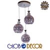 GloboStar® BOUQUET 01248 Μοντέρνο Κρεμαστό Φωτιστικό Οροφής Τρίφωτο Ασημί Μεταλλικό με Κρύσταλλα Φ50 x 24cm