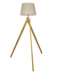 GloboStar® TRIPOD 01263 Μοντέρνο Φωτιστικό Δαπέδου Μονόφωτο 1 x E27 Μπεζ Ξύλινο Καμπάνα D40 x H143cm 18 01263 5