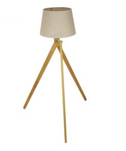GloboStar® TRIPOD 01263 Μοντέρνο Φωτιστικό Δαπέδου Μονόφωτο 1 x E27 Μπεζ Ξύλινο Καμπάνα D40 x H143cm 21 01263 8