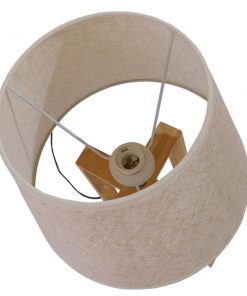 GloboStar® SQUID 01265 Μοντέρνο Επιτραπέζιο Φωτιστικό Πορτατίφ Μονόφωτο Ξύλινο με Μπεζ Καπέλο Φ30 x Υ63cm 20 01265 009