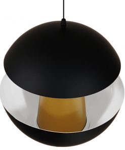 GloboStar® SEVILLE BLACK 01269 Μοντέρνο Κρεμαστό Φωτιστικό Οροφής Μονόφωτο Μαύρο Μεταλλικό Φ35 x Y33cm 16 01269 0010