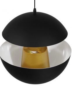 GloboStar® SEVILLE BLACK 01269 Μοντέρνο Κρεμαστό Φωτιστικό Οροφής Μονόφωτο Μαύρο Μεταλλικό Φ35 x Y33cm 15 01269 0013