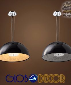 GloboStar® SERENIA BLACK 01270 Μοντέρνο Κρεμαστό Φωτιστικό Οροφής Μονόφωτο Μαύρο Γύψινο Καμπάνα Φ60 x Y30cm 9 01270 3