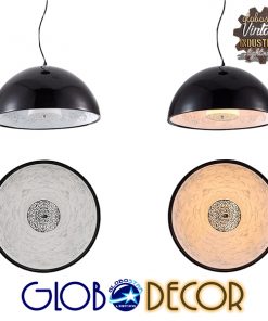Alternative view of GloboStar® SERENIA BLACK 01270 Μοντέρνο Κρεμαστό Φωτιστικό Οροφής Μονόφωτο Μαύρο Γύψινο Καμπάνα Φ60 x Y30cm