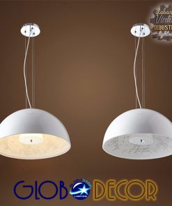 GloboStar® SERENIA WHITE 01271 Μοντέρνο Κρεμαστό Φωτιστικό Οροφής Μονόφωτο Λευκό Γύψινο Καμπάνα Φ60 x Y30cm 9 01271 3