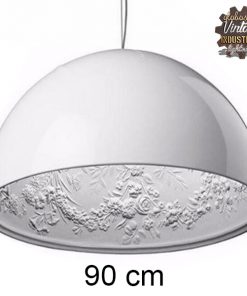 Alternative view of GloboStar® SERENIA WHITE 01273 Μοντέρνο Κρεμαστό Φωτιστικό Οροφής Μονόφωτο Λευκό Γύψινο Καμπάνα Φ90 x Y45cm