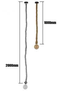 Alternative view of GloboStar® ROPE 01278 Vintage Industrial Κρεμαστό Φωτιστικό Οροφής Μονόφωτο με 1 μέτρο Μπεζ Σχοινί Φ3.5 x 100cm