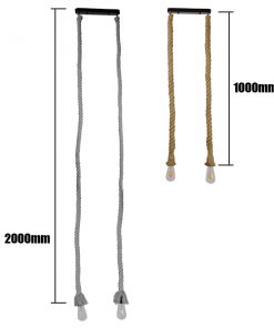 Alternative view of GloboStar® ROPE 01279 Vintage Industrial Κρεμαστό Φωτιστικό Οροφής Δίφωτο με 1 μέτρο Μπεζ Σχοινί Φ3.5 x Y100cm