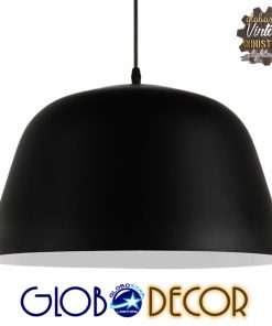 GloboStar® EASTVALE 01281 Μοντέρνο Κρεμαστό Φωτιστικό Οροφής Μονόφωτο Μαύρο Μεταλλικό Καμπάνα Φ40 x Y24cm