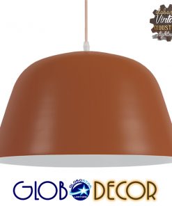 GloboStar® NORTHVALE 01283 Μοντέρνο Κρεμαστό Φωτιστικό Οροφής Μονόφωτο Κόκκινο Κεραμιδί Μεταλλικό Καμπάνα Φ40 x Y24cm