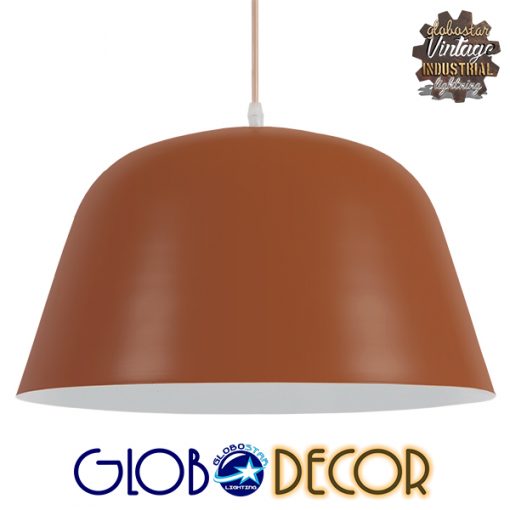GloboStar® NORTHVALE 01283 Μοντέρνο Κρεμαστό Φωτιστικό Οροφής Μονόφωτο Κόκκινο Κεραμιδί Μεταλλικό Καμπάνα Φ40 x Y24cm