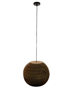 Alternative view of GloboStar® CRETE 01289 Vintage Κρεμαστό Φωτιστικό Οροφής Μονόφωτο 3D από Επεξεργασμένο Σκληρό Καφέ Χαρτόνι Καμπάνα Φ40 x Y34cm