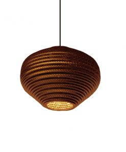 GloboStar® ZAKYNTHOS 01293 Vintage Κρεμαστό Φωτιστικό Οροφής Μονόφωτο 3D από Επεξεργασμένο Σκληρό Καφέ Χαρτόνι Καμπάνα Φ30 x Y20cm 19 01293 0010