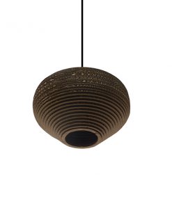 GloboStar® ZAKYNTHOS 01293 Vintage Κρεμαστό Φωτιστικό Οροφής Μονόφωτο 3D από Επεξεργασμένο Σκληρό Καφέ Χαρτόνι Καμπάνα Φ30 x Y20cm 14 01293 005