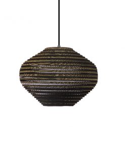 GloboStar® ZAKYNTHOS 01293 Vintage Κρεμαστό Φωτιστικό Οροφής Μονόφωτο 3D από Επεξεργασμένο Σκληρό Καφέ Χαρτόνι Καμπάνα Φ30 x Y20cm 15 01293 006