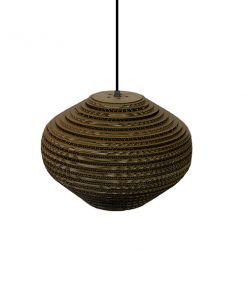 GloboStar® ZAKYNTHOS 01293 Vintage Κρεμαστό Φωτιστικό Οροφής Μονόφωτο 3D από Επεξεργασμένο Σκληρό Καφέ Χαρτόνι Καμπάνα Φ30 x Y20cm 16 01293 007